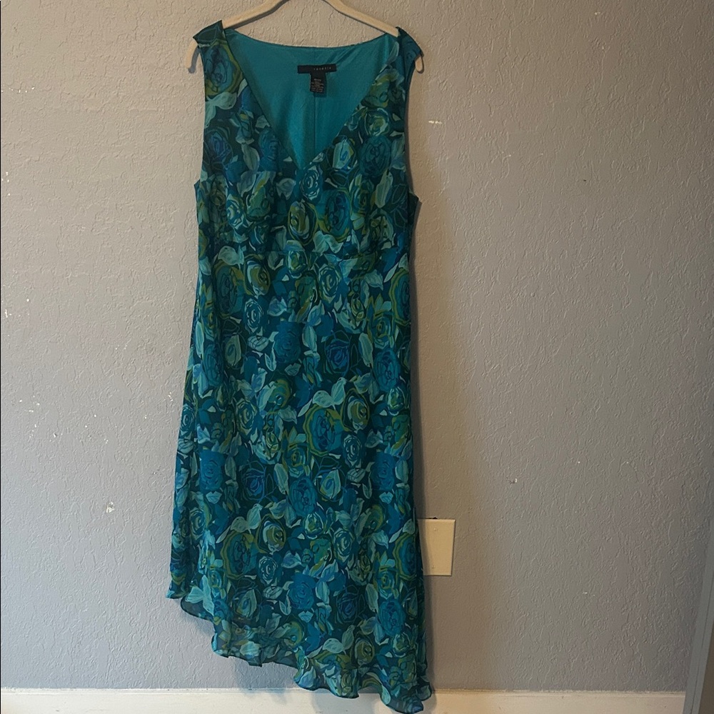 Venezia Blue Asymmetrical Floral Dress